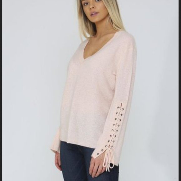 360 Cashmere Sweaters - NWT 360 cashmere v neck lace up sleeves sweater